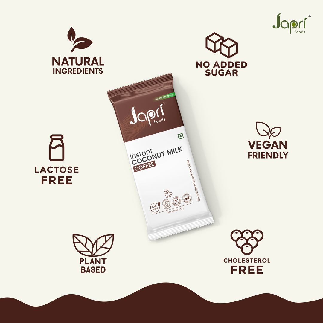 Japri Instant Coconut Milk No Added Sugar Coffee Premix  (100g – 10gX10) | Vegan Friendly & Lactose Free