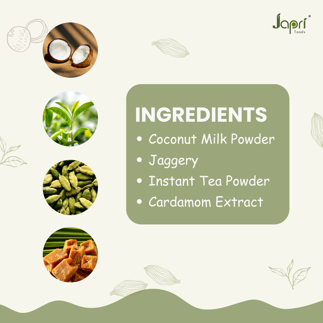 Japri Instant Coconut Milk Added Jaggery Cardamom Tea Premix – 300g | Vegan Friendly & Lactose Free