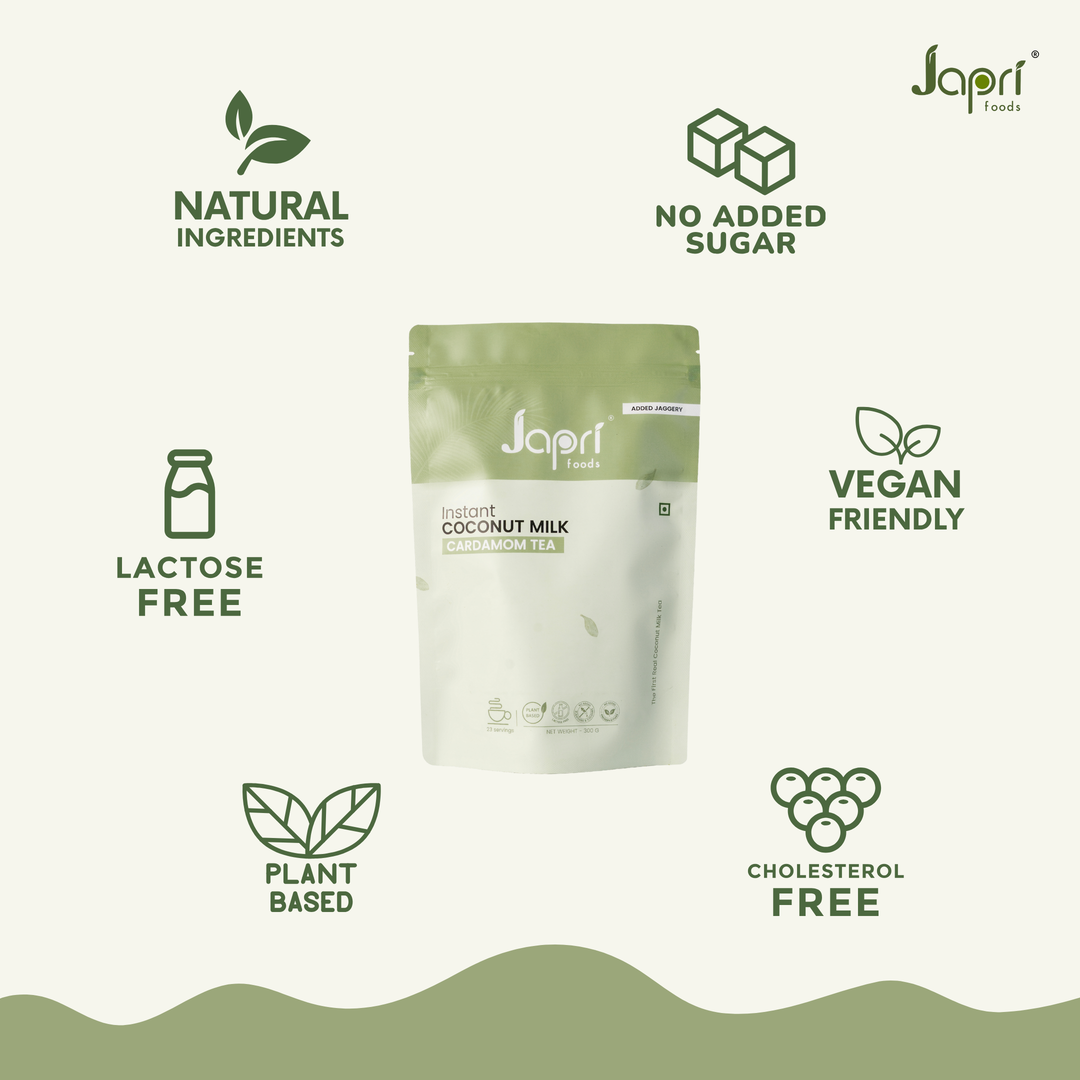 Japri Instant Coconut Milk Added Jaggery Cardamom Tea Premix – 300g | Vegan Friendly & Lactose Free