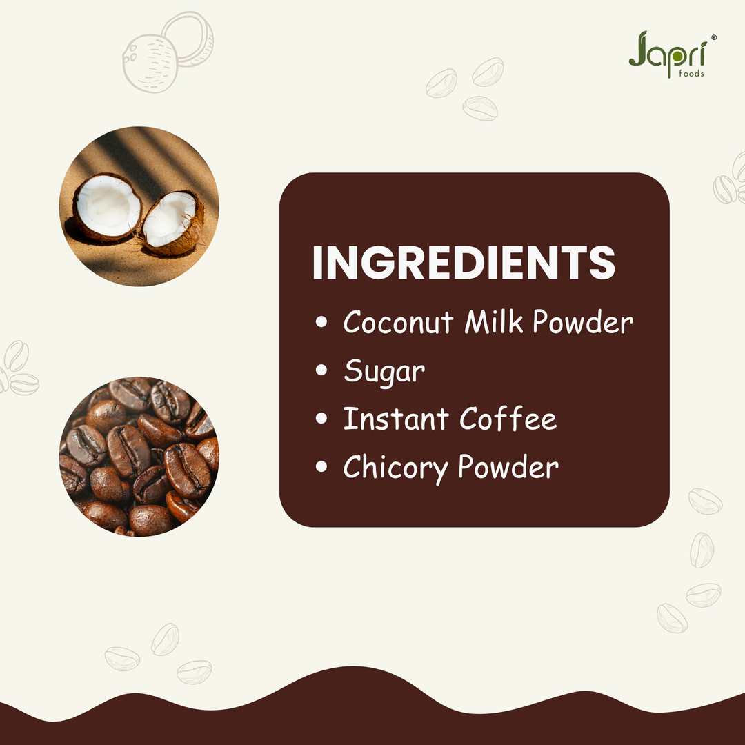 Japri Instant Coconut Milk Coffee Premix - 140g (14g X 10) | Vegan Friendly & Lactose Free