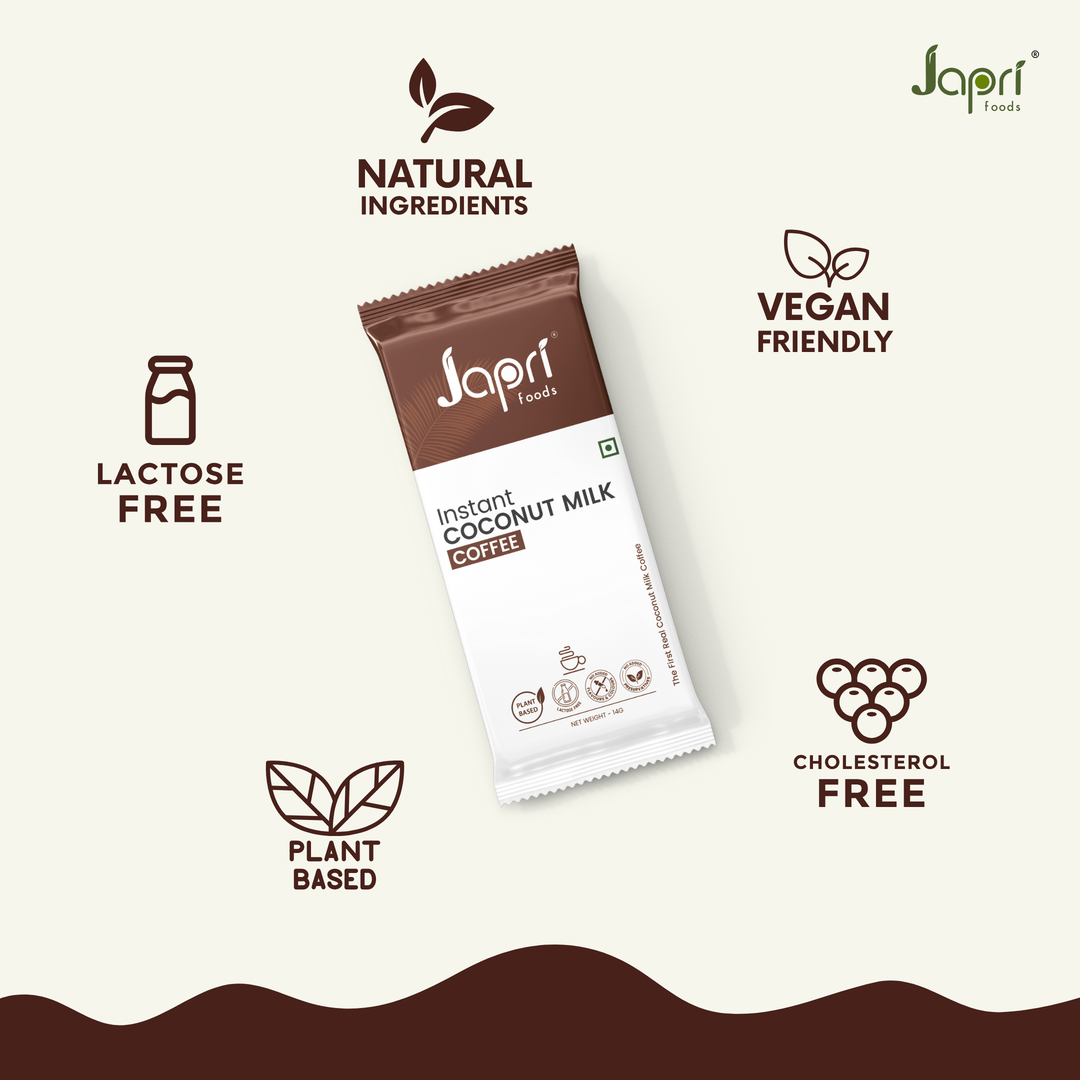 Japri Instant Coconut Milk Coffee Premix - 140g (14g X 10) | Vegan Friendly & Lactose Free