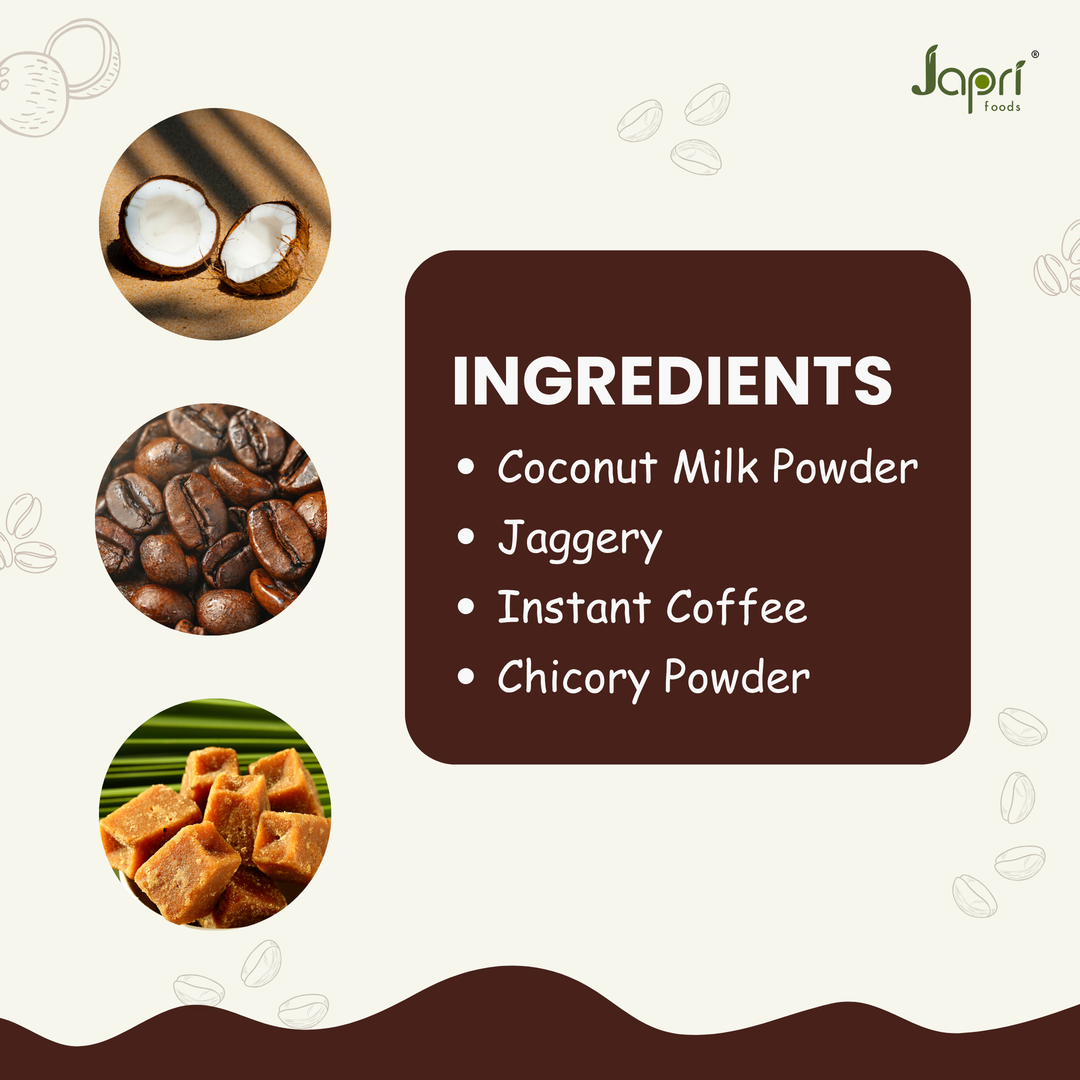 Japri Instant Coconut Milk Added Jaggery Coffee Premix -300g | Vegan Friendly & Lactose Free