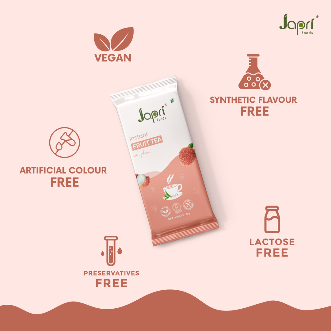 Japri Instant Lychee Tea – 130g (13g X 10) | Vegan Tea Premix