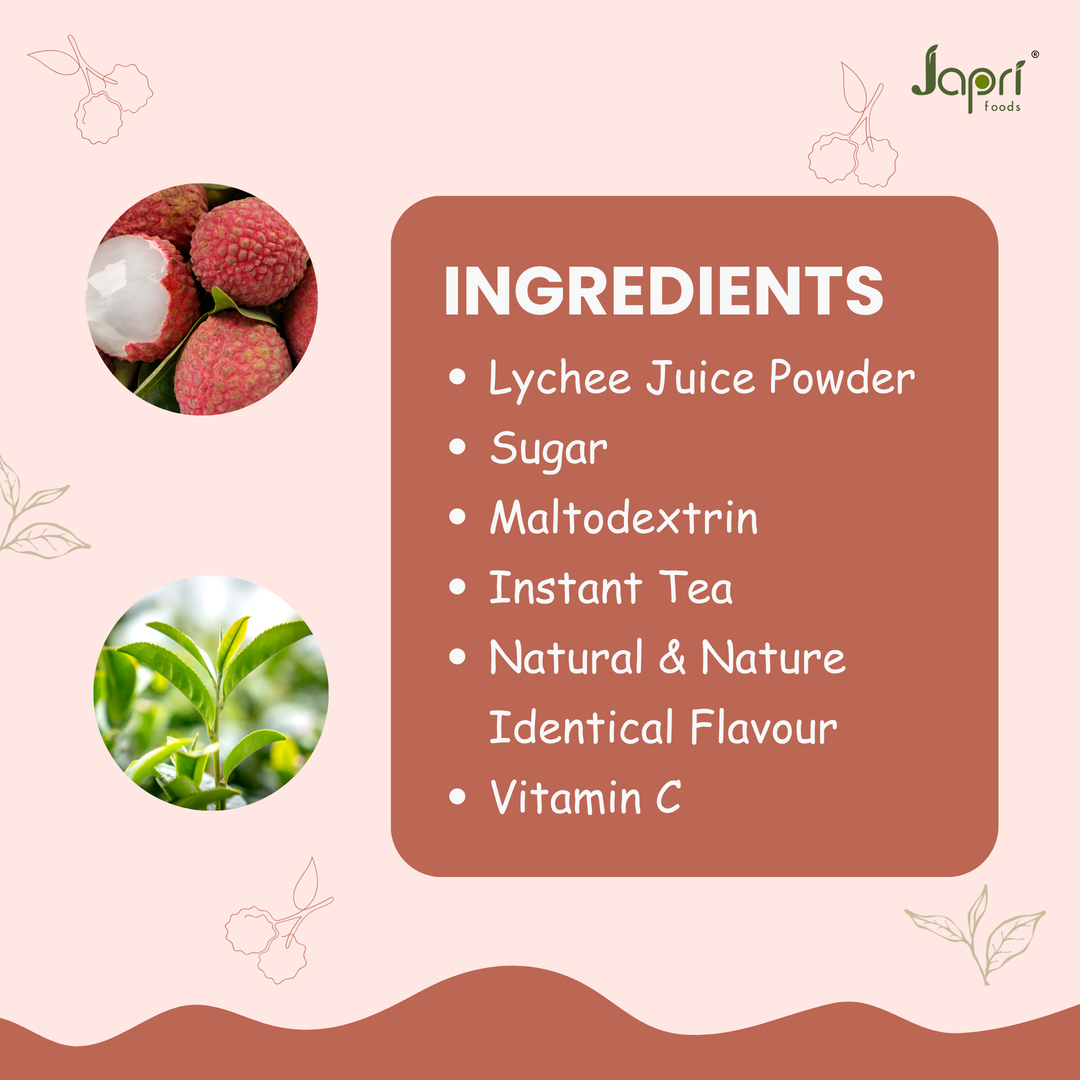 Japri Instant Lychee Tea – 130g (13g X 10) | Vegan Tea Premix