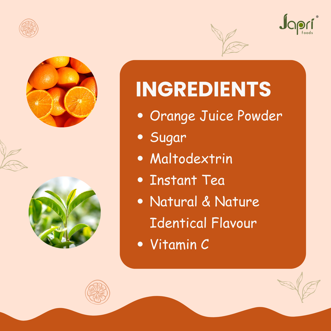 Japri Instant Orange Tea – 130g (13g X 10) | Vegan Tea Premix