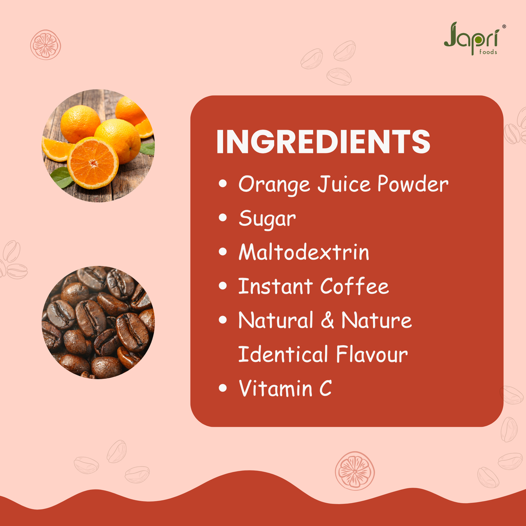 Japri Instant Orange Coffee – 130g (13g X 10) | Vegan Coffee Premix