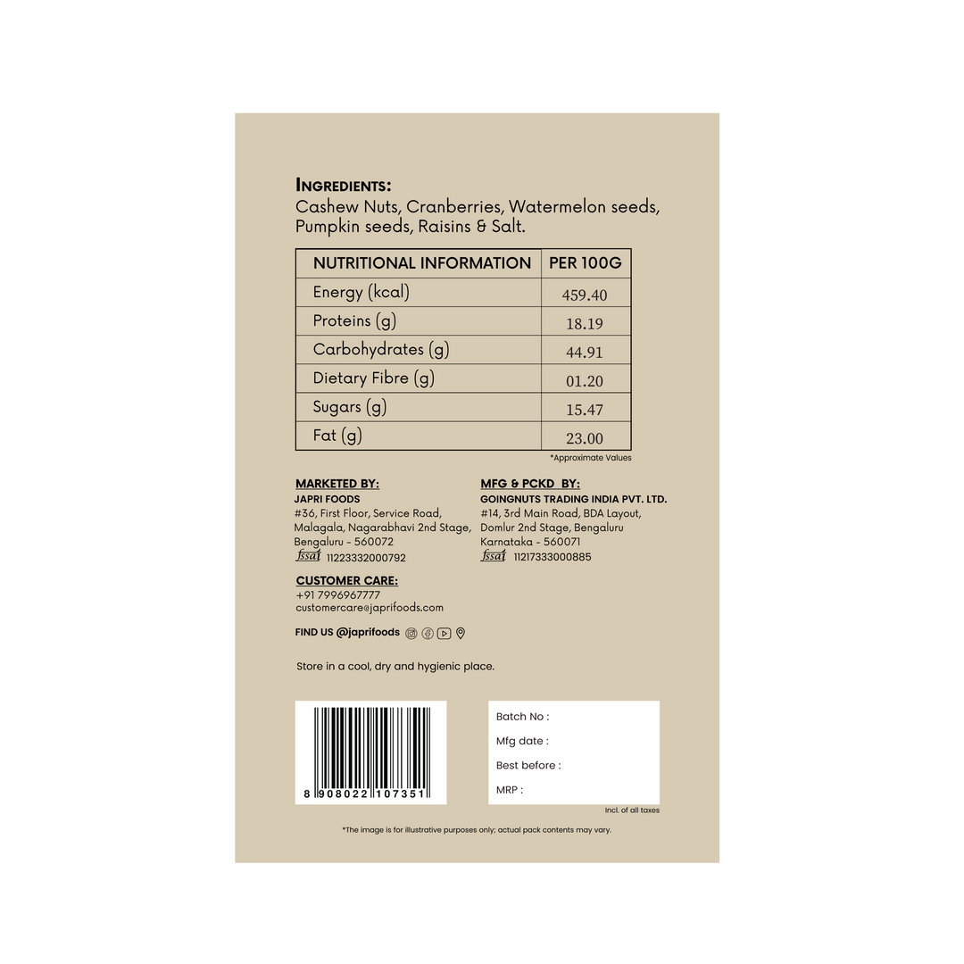 Japri Cashew Delight Trail Mix | Pack of 3 × 25g